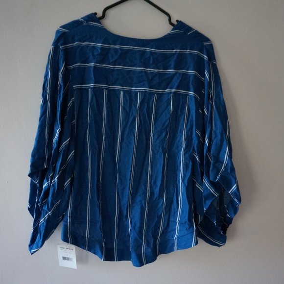NWT Free People Stripe Kimono Sleeve Top Blue S - Picture 5 of 6
